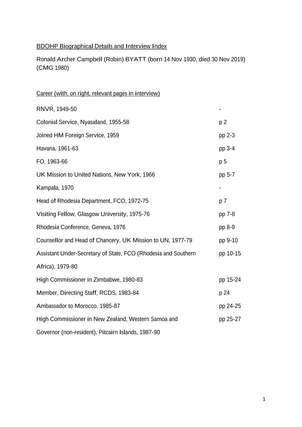 Miniature of Transcript of interview: Robin Byatt