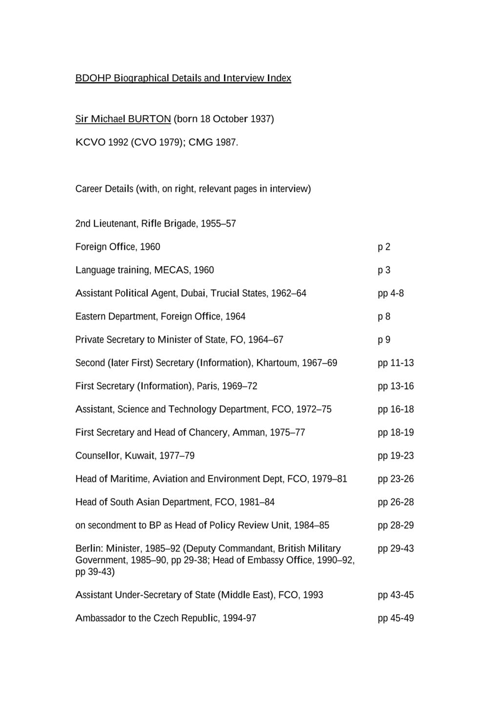 Miniature of Transcript of interview: Sir Michael Burton