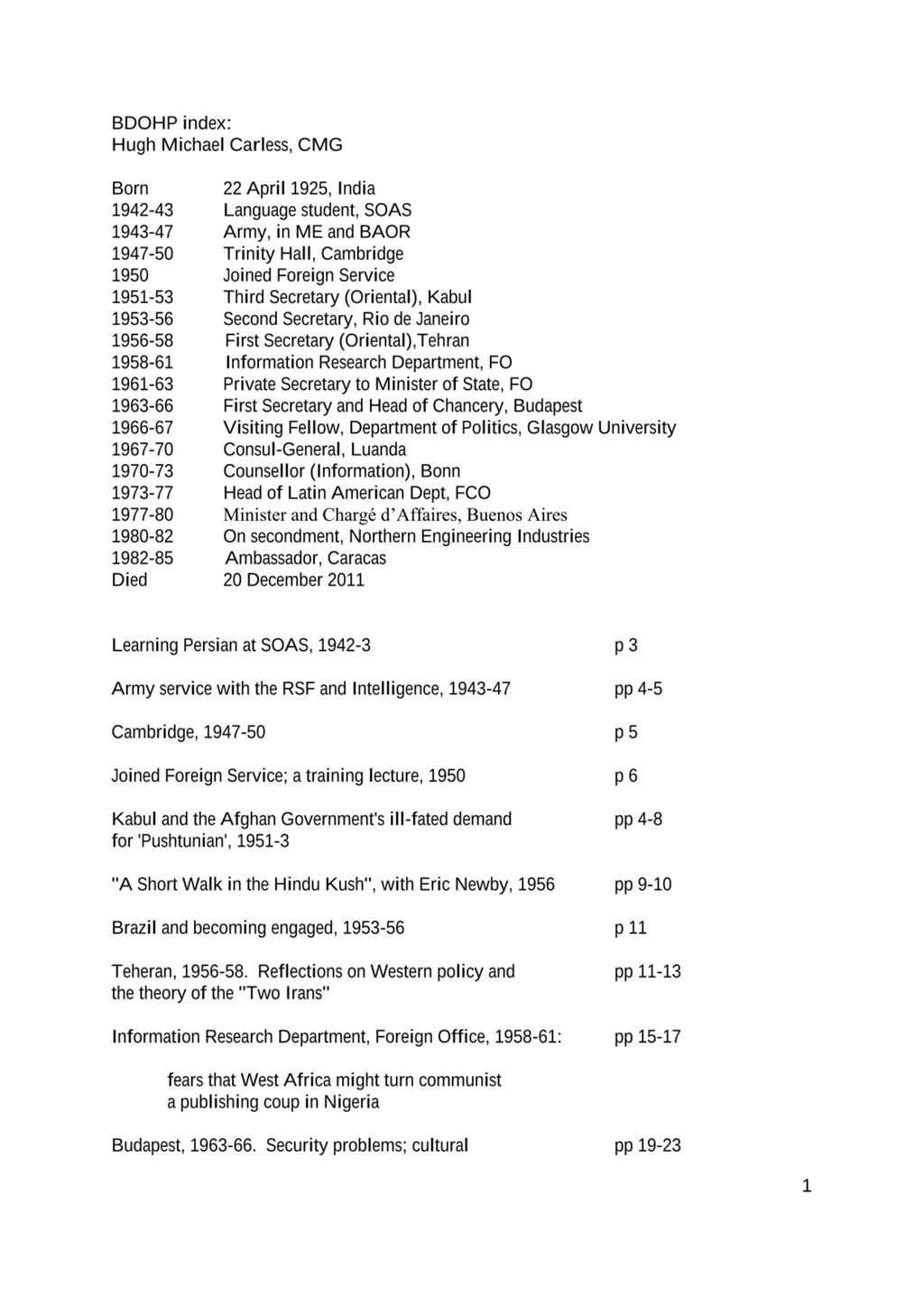 Miniature of Transcript of interview: Hugh Carless