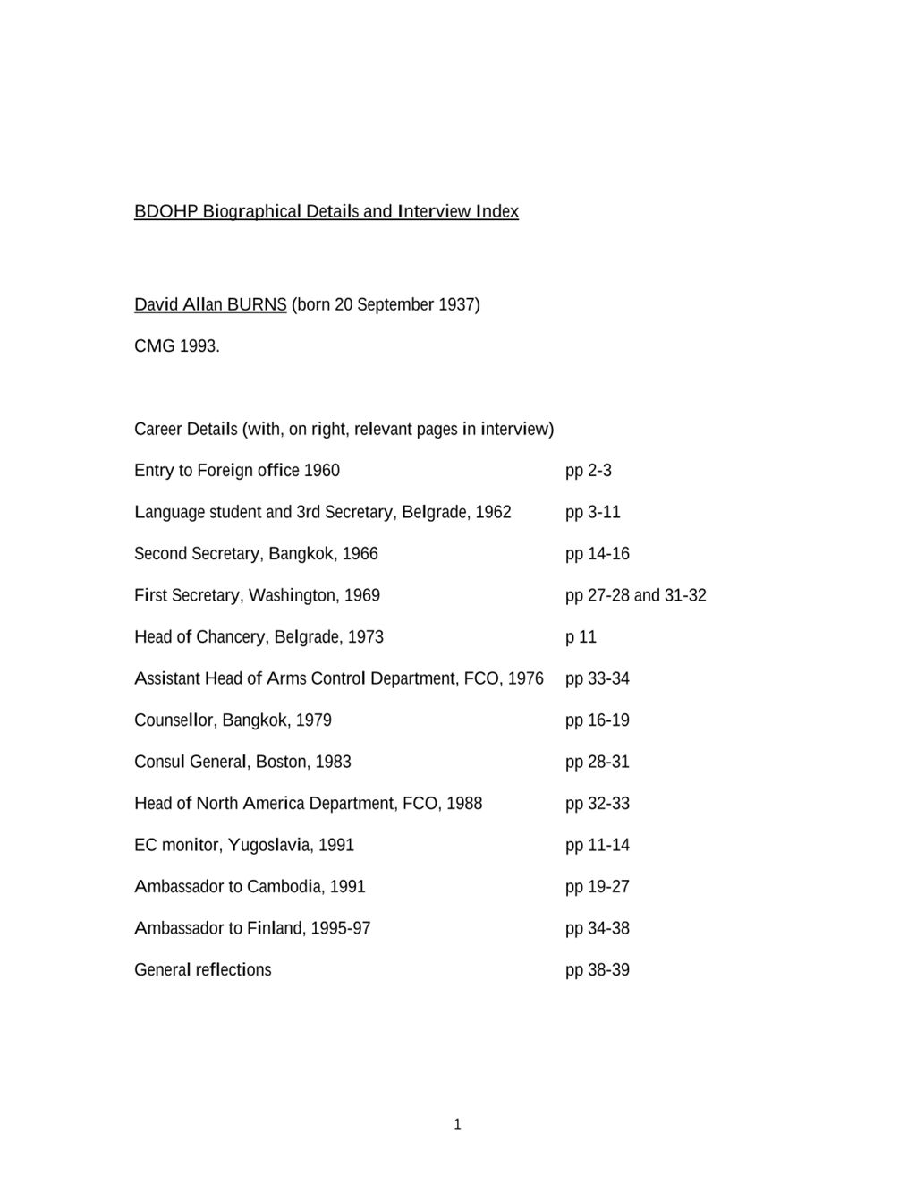 Miniature of Transcript of interview: David Burns