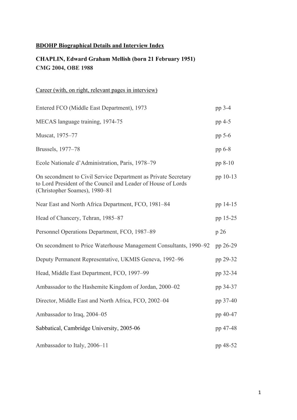 Miniature of Transcript of interview: Edward Chaplin