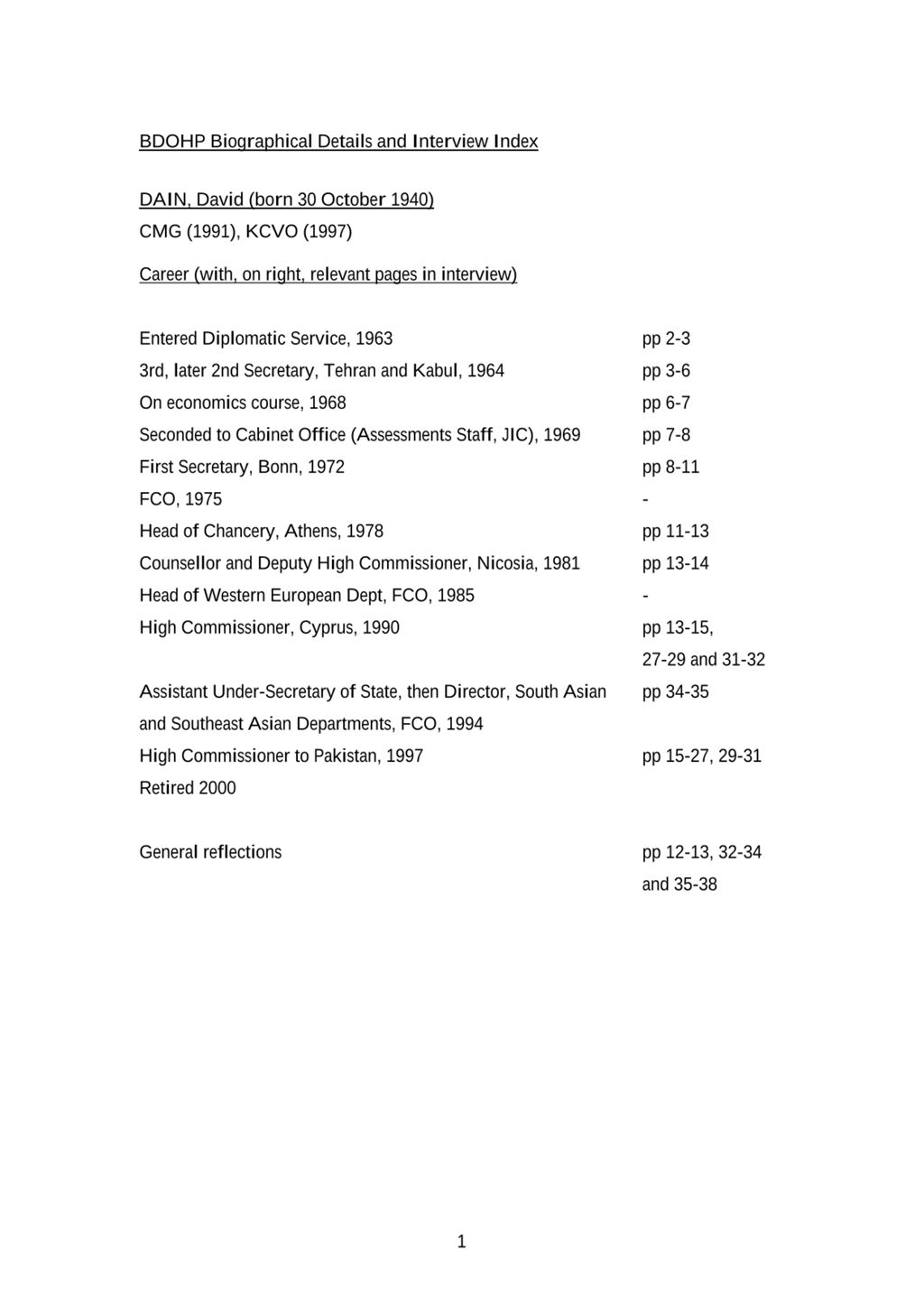 Miniature of Transcript of interview: Sir David Dain