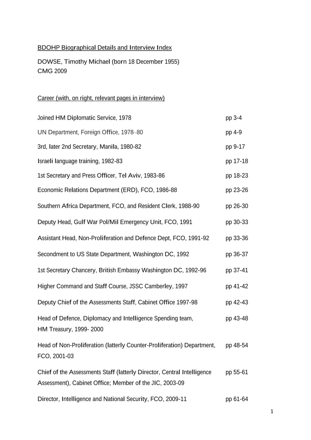 Miniature of Transcript of interview: Tim Dowse