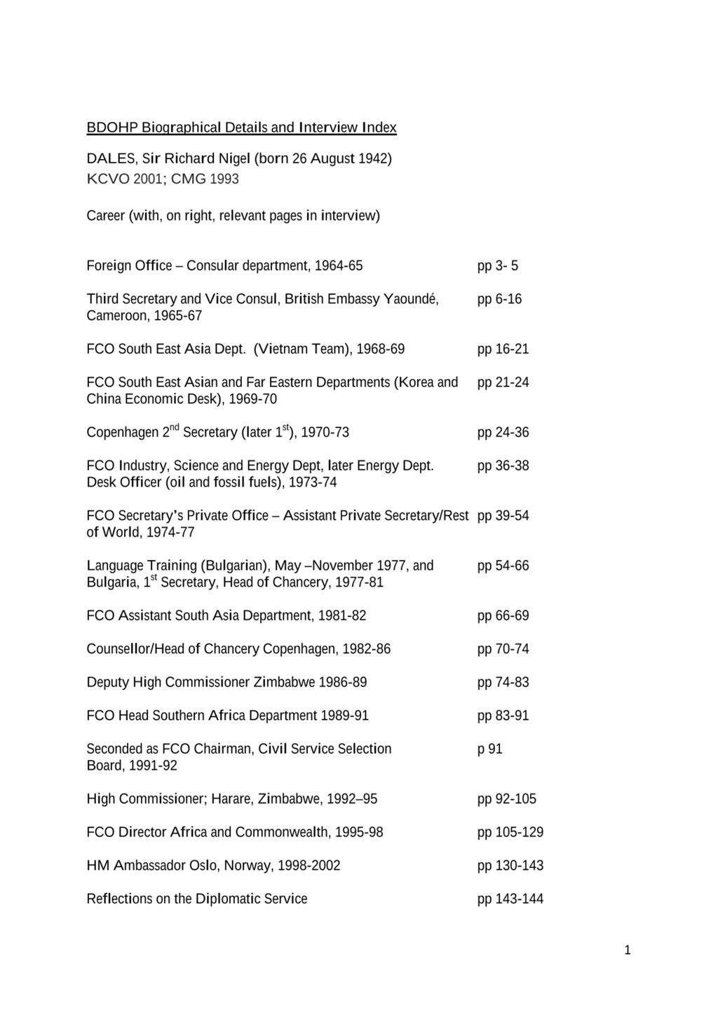 Miniature of Transcript of interview: Sir Richard Dales