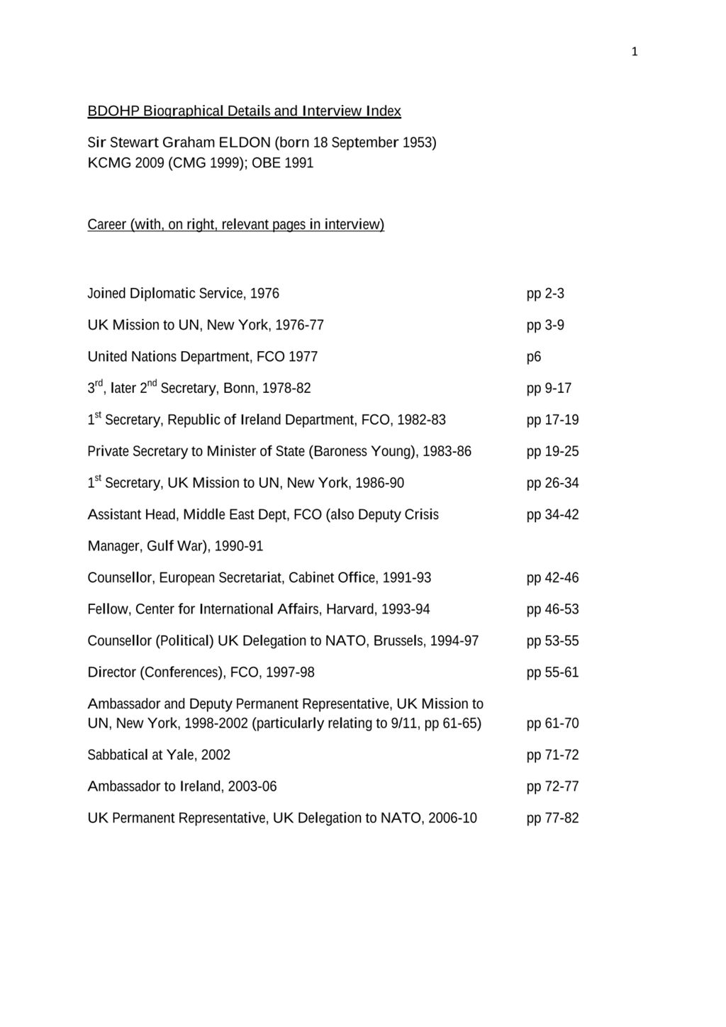 Miniature of Transcript of interview: Sir Stewart Eldon