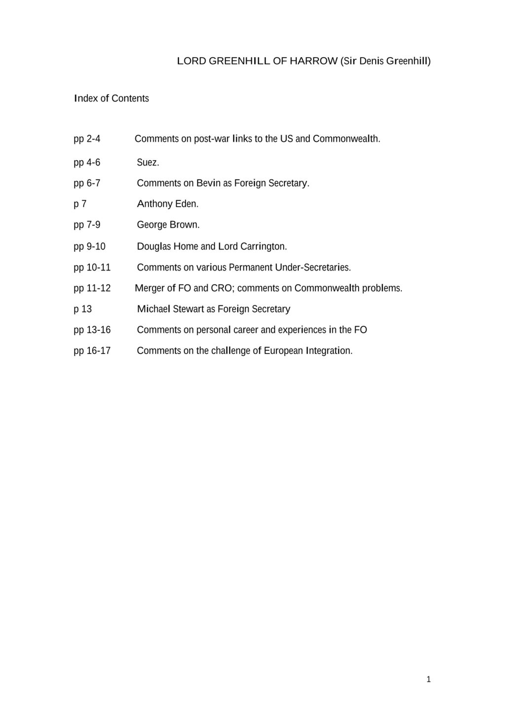 Miniature of Transcript of interview: Lord Greenhill of Harrow