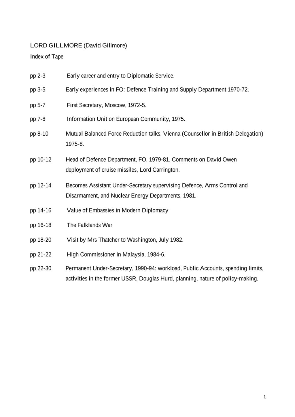 Miniature of Transcript of interview: Lord Gillmore of Thamesfield