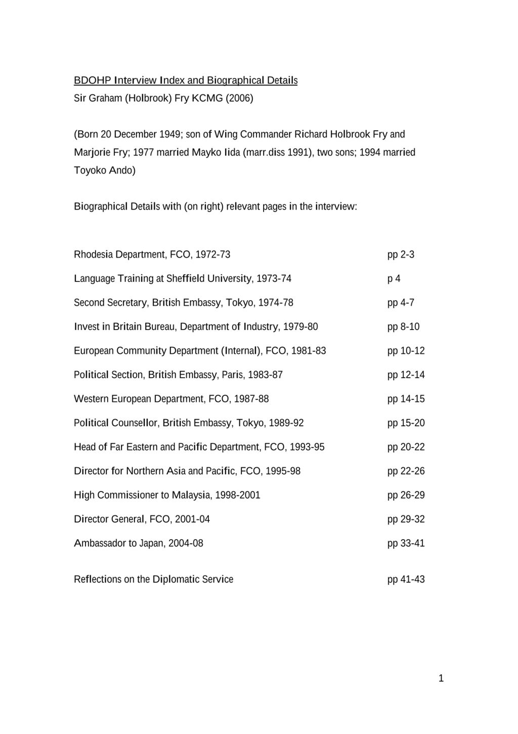 Miniature of Transcript of interview: Sir Graham Fry