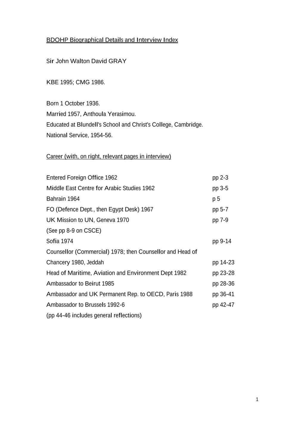 Miniature of Transcript of interview: Sir John Gray