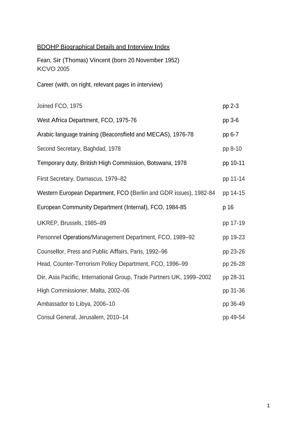 Miniature of Transcript of interview: Sir Vincent Fean