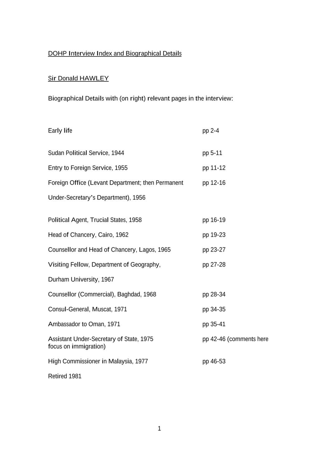 Miniature of Transcript of interview: Sir Donald Hawley