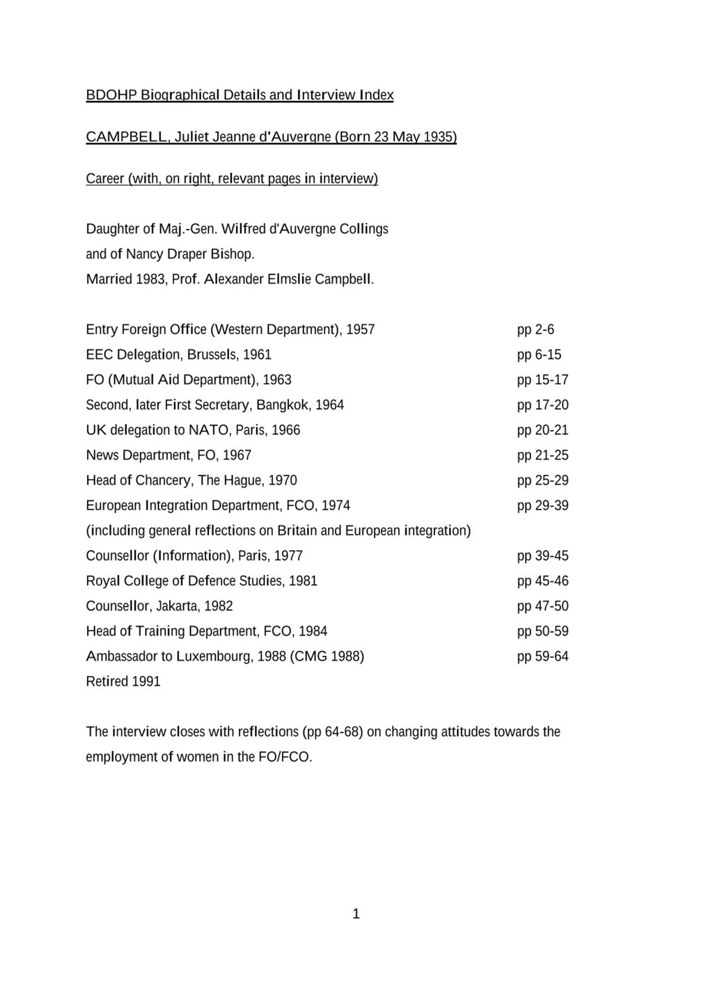 Miniature of Transcript of interview: Juliet Campbell