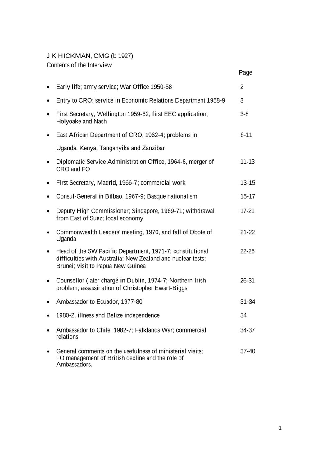 Miniature of Transcript of interview: John Hickman