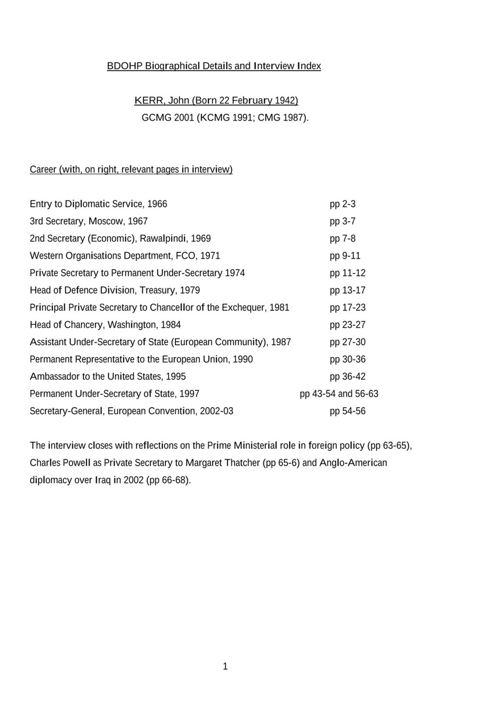 Miniature of Transcript of interview: Lord Kerr of Kinlochard