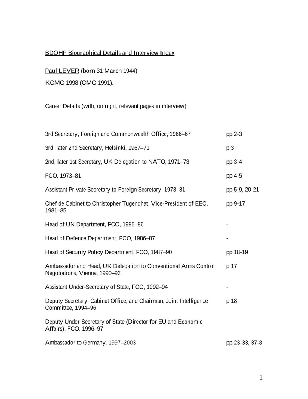 Miniature of Transcript of interview: Sir Paul Lever