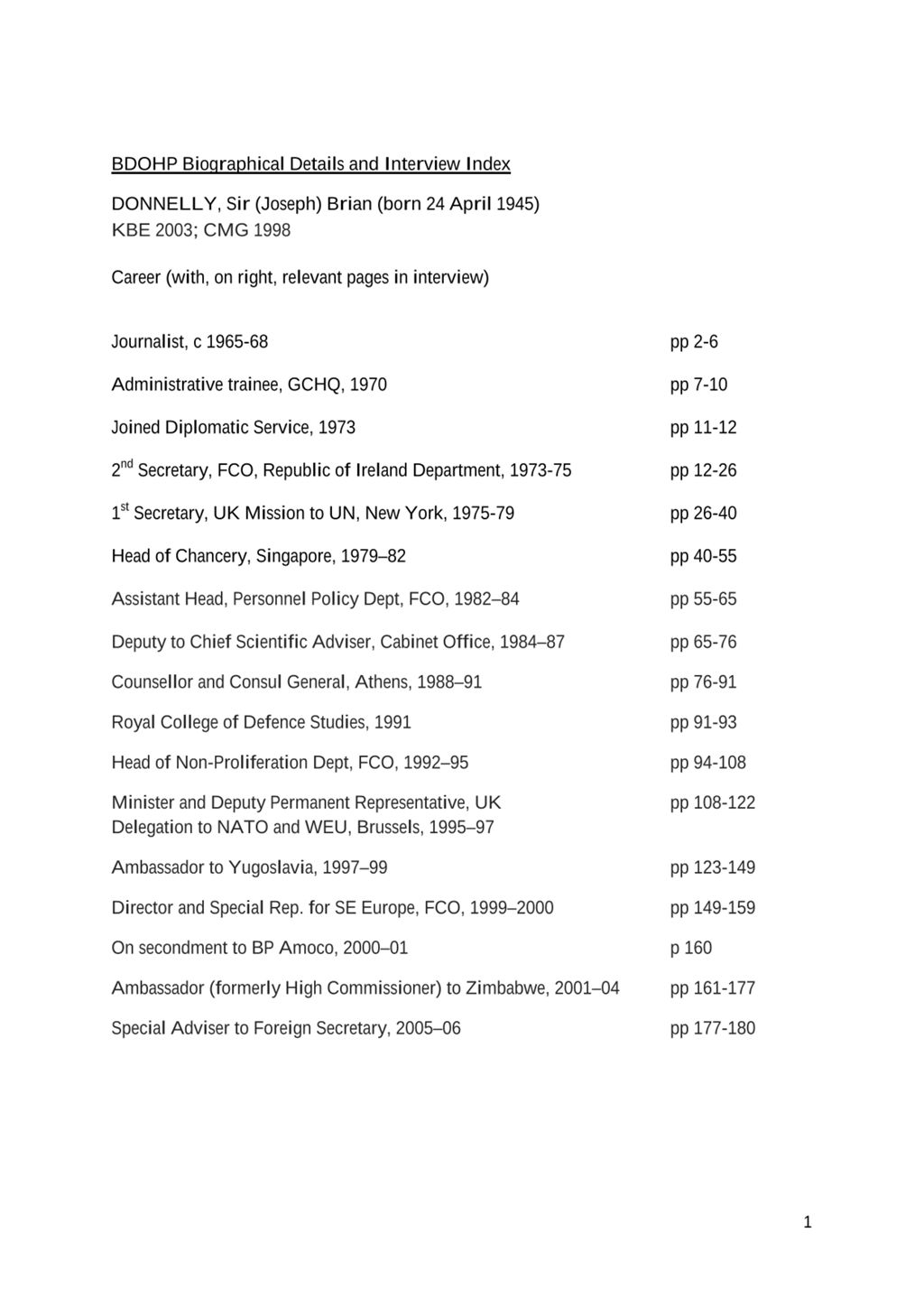 Miniature of Transcript of interview: Sir Brian Donnelly