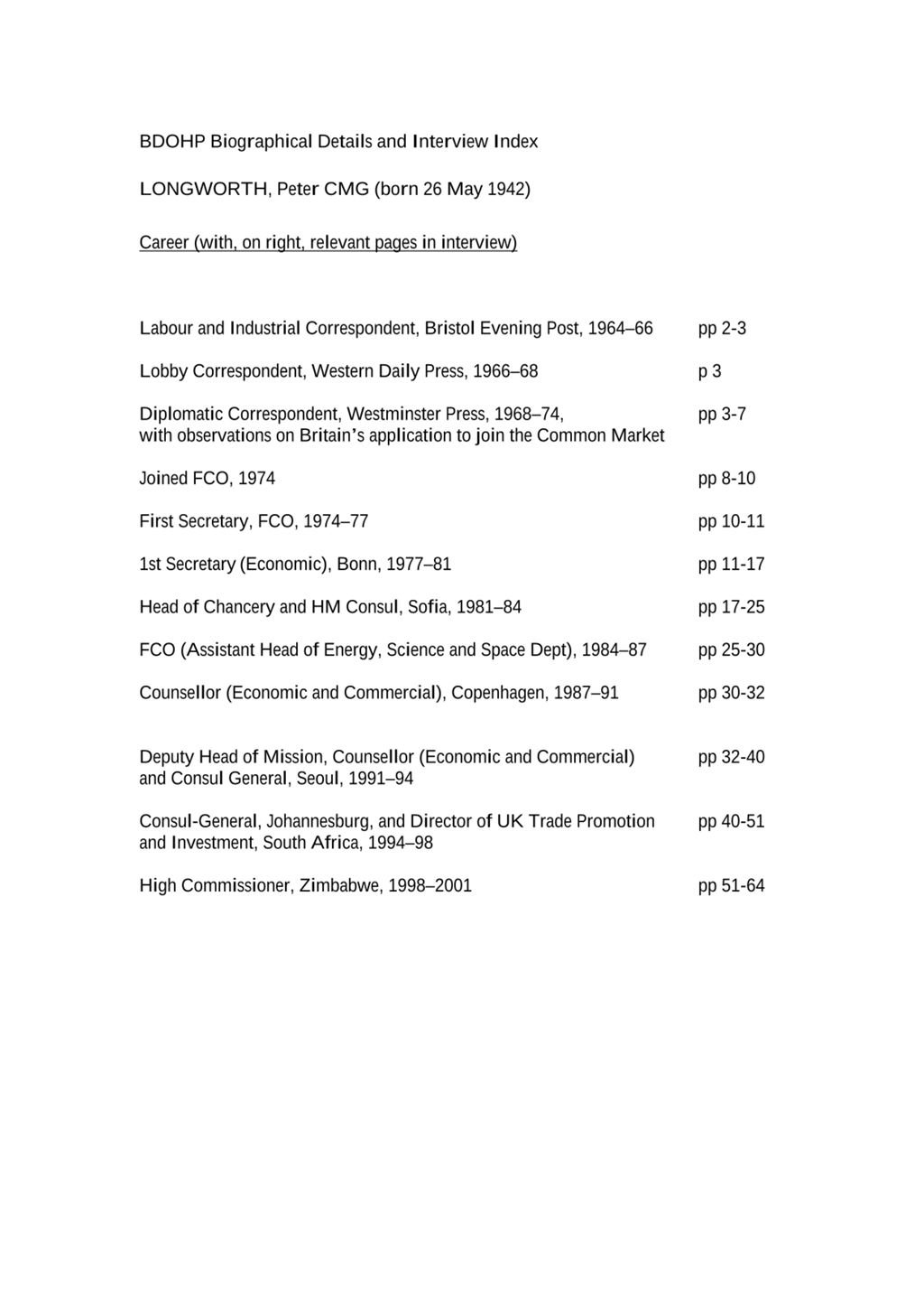 Miniature of Transcript of interview: Peter Longworth