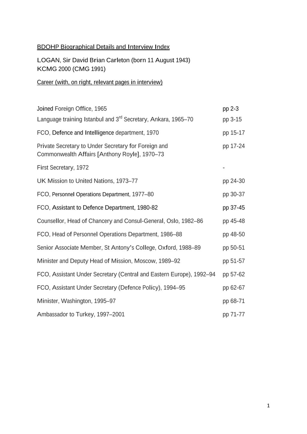 Miniature of Transcript of interview: Sir David Logan