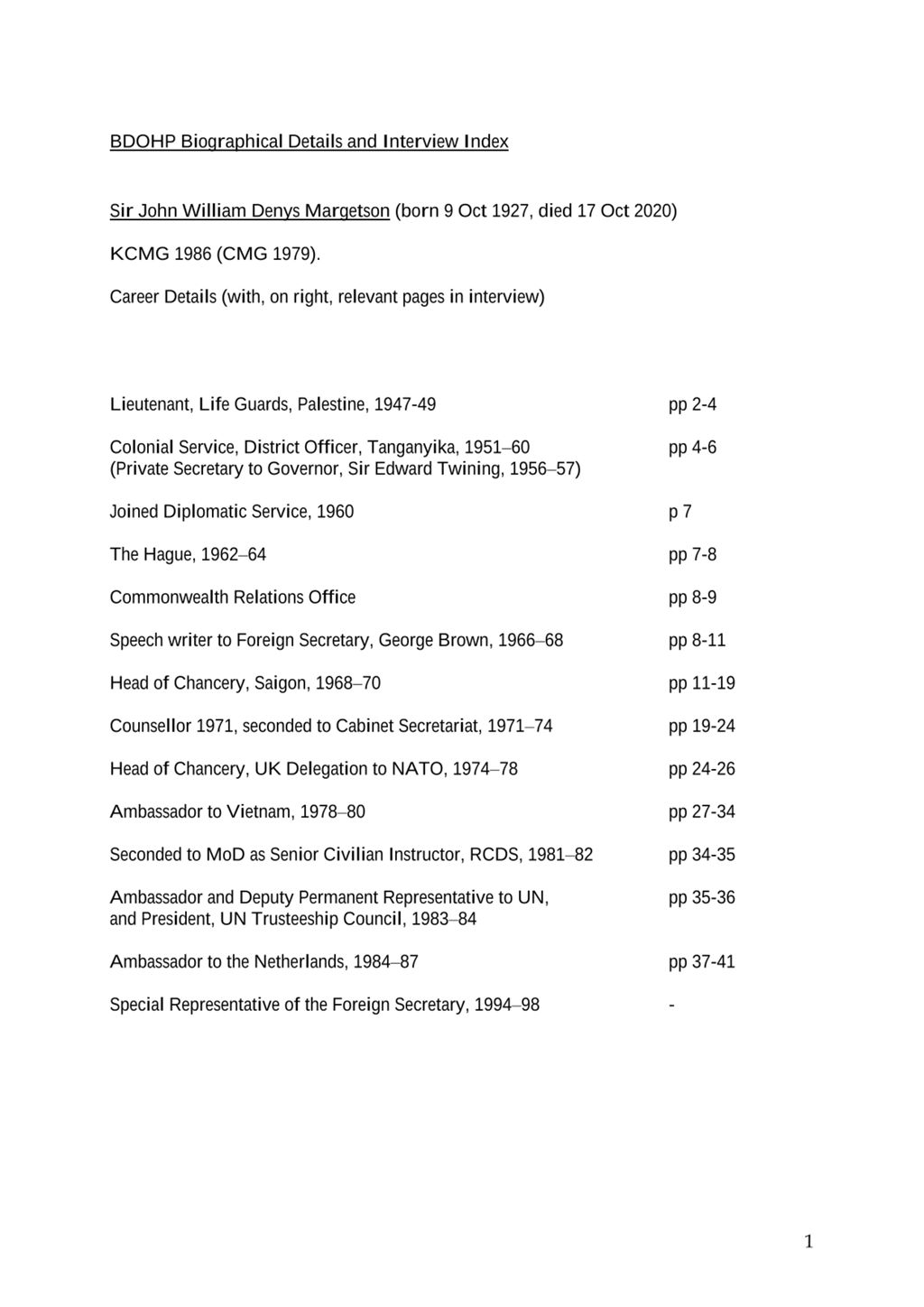 Miniature of Transcript of interview: Sir John Margetson