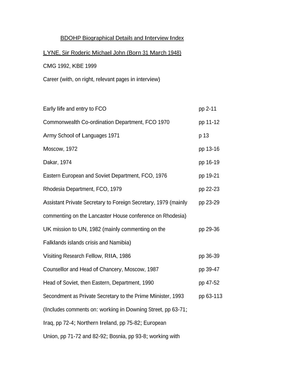 Miniature of Transcript of interview: Sir Roderic Lyne