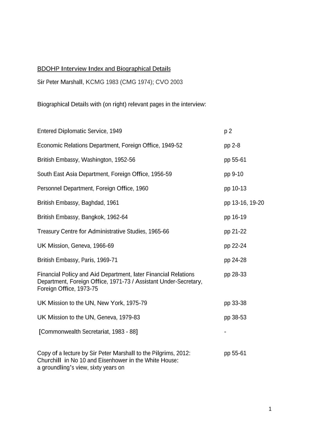 Miniature of Transcript of interview: Sir Peter Marshall