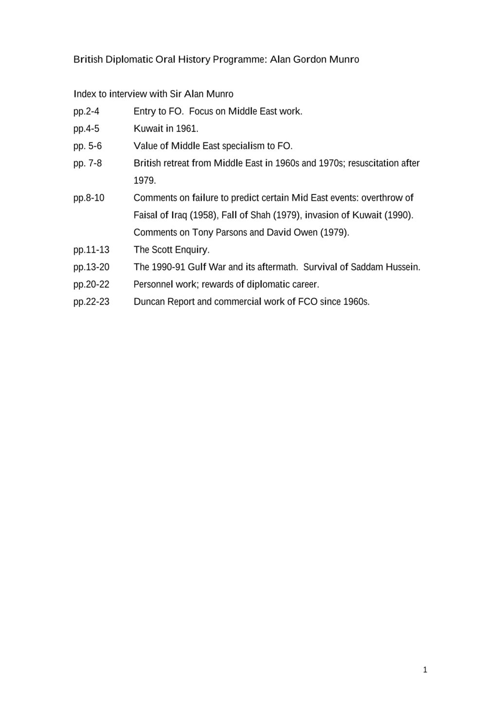 Miniature of Transcript of interview: Sir Alan Munro