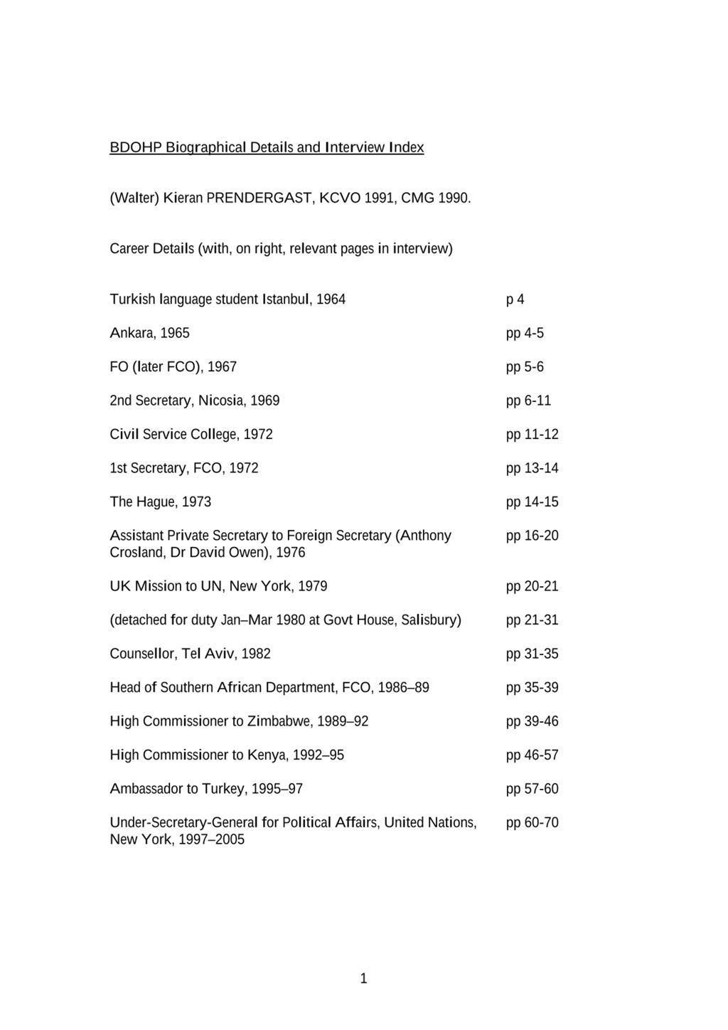 Miniature of Transcript of interview: Sir Kieran Prendergast