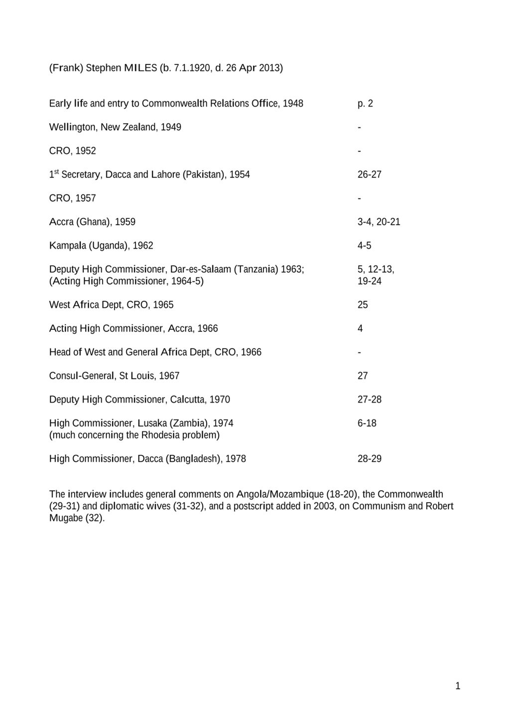 Miniature of Transcript of interview: Stephen Miles