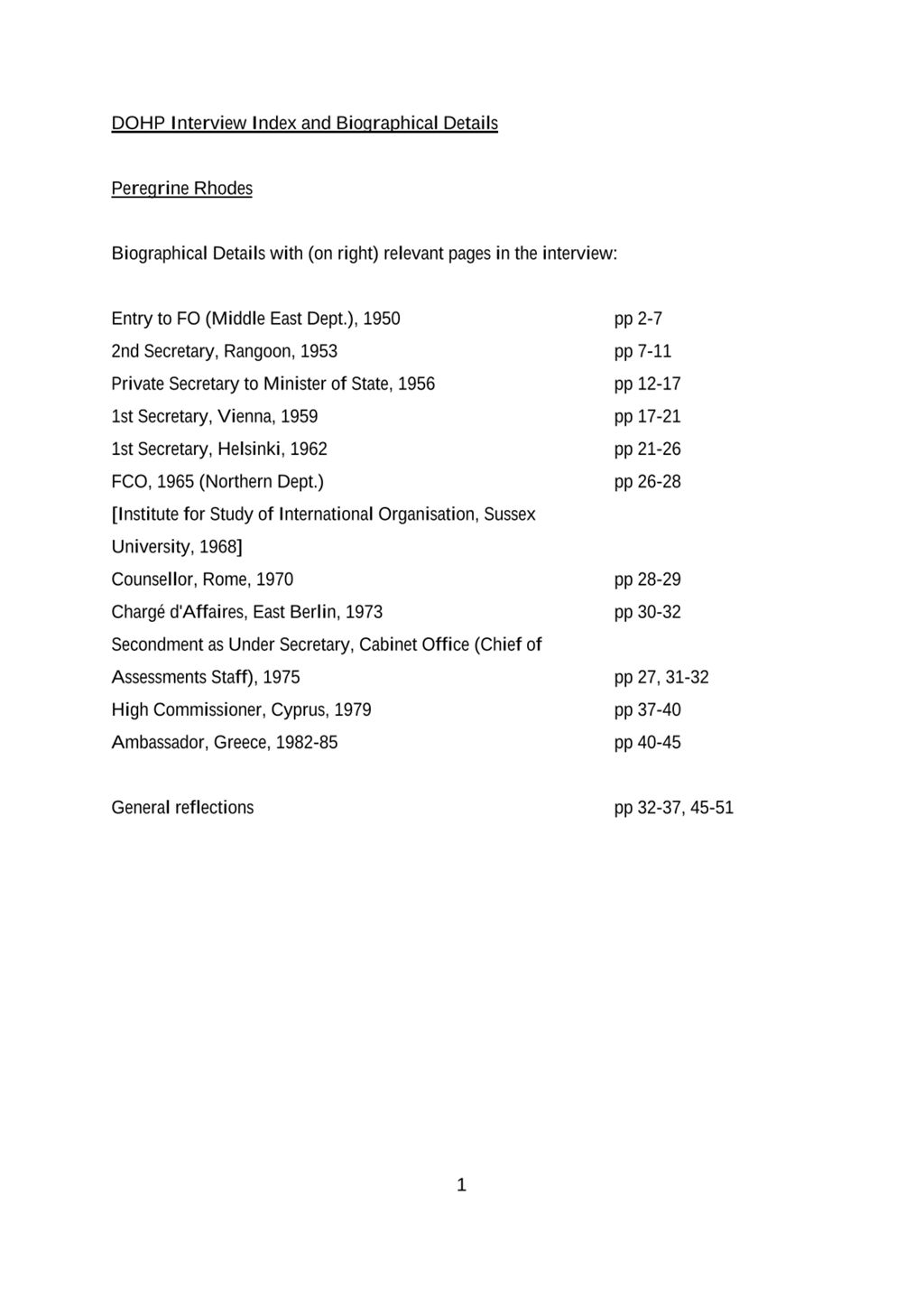 Miniature of Transcript of interview: Sir Peregrine Rhodes