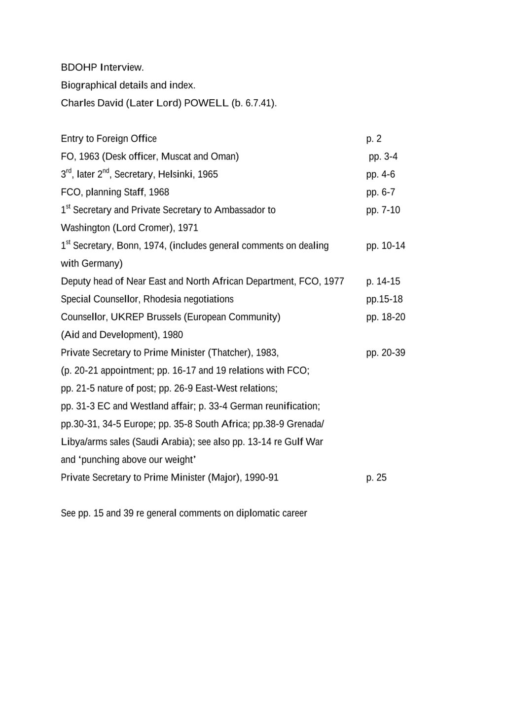 Miniature of Transcript of interview: Lord Powell of Bayswater