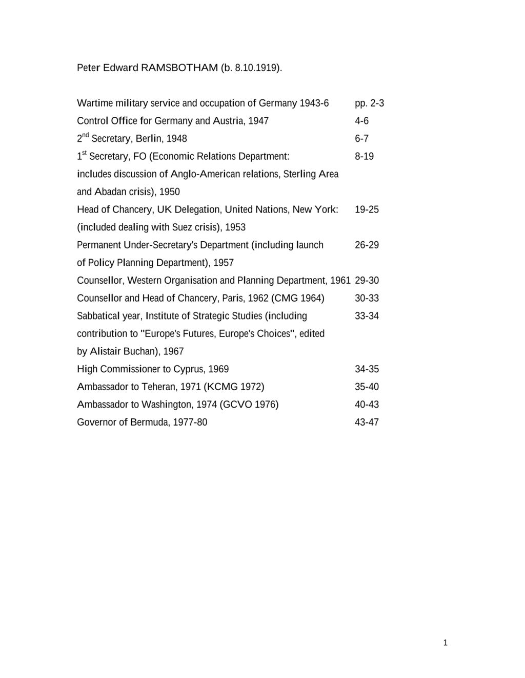 Miniature of Transcript of interview: Sir Peter Ramsbotham