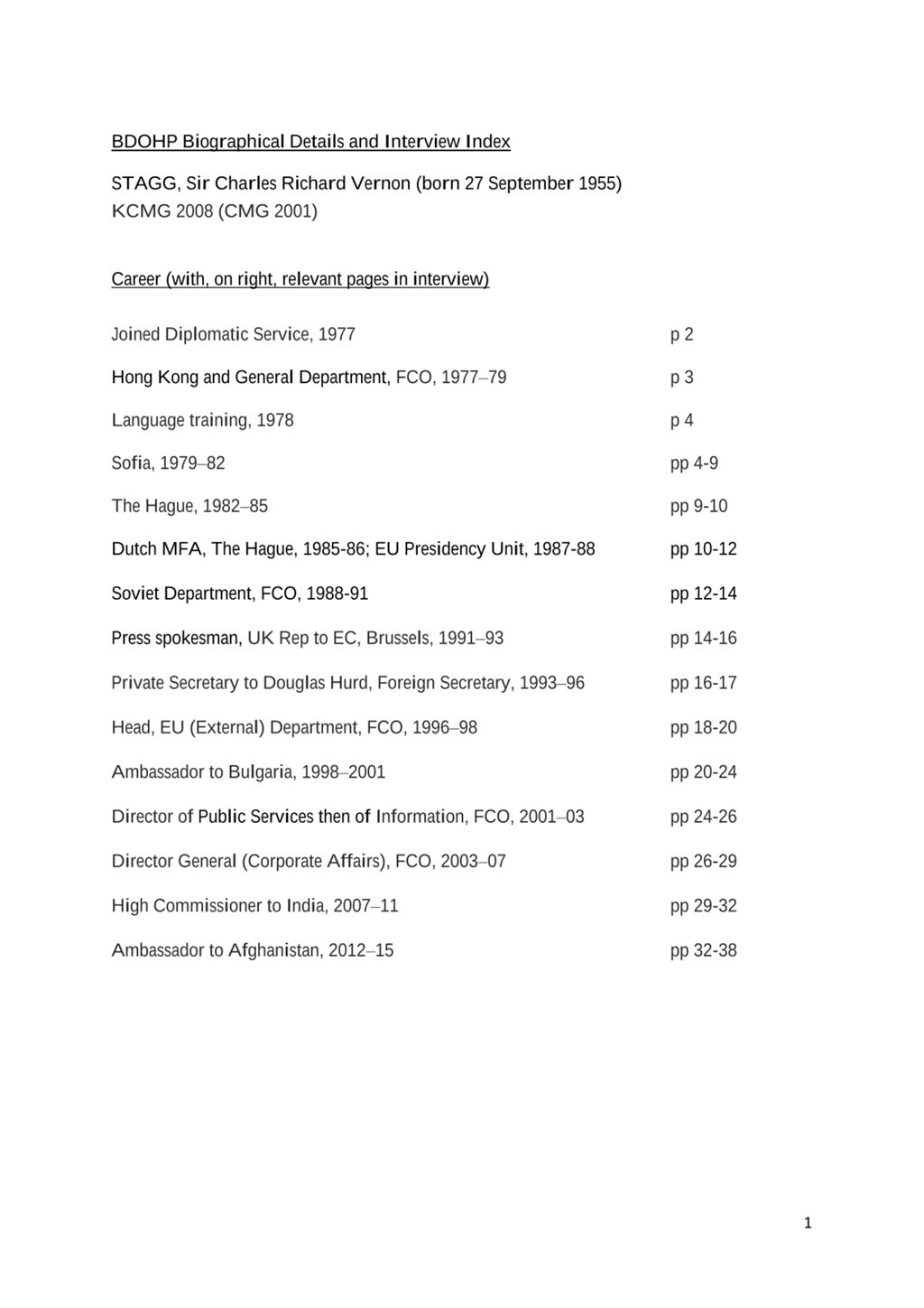 Miniature of Transcript of interview: Sir Richard Stagg