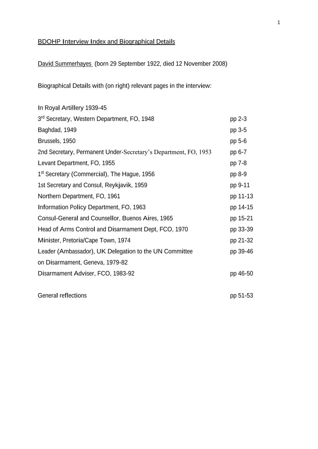 Miniature of Transcript of interview: David Summerhayes