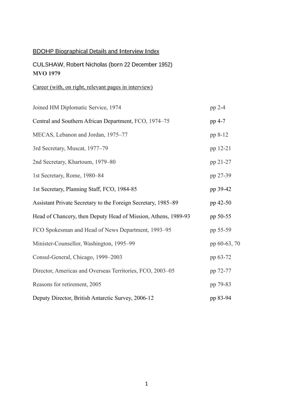 Miniature of Transcript of interview: Robert Culshaw