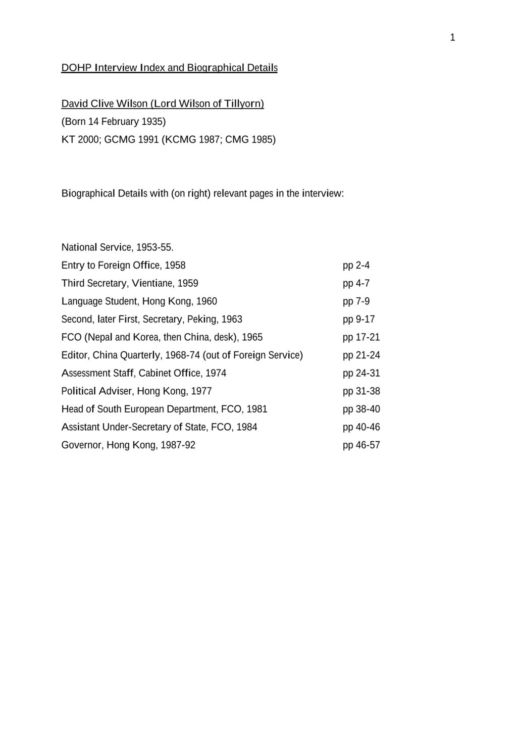 Miniature of Transcript of interview: Lord Wilson of Tillyorn