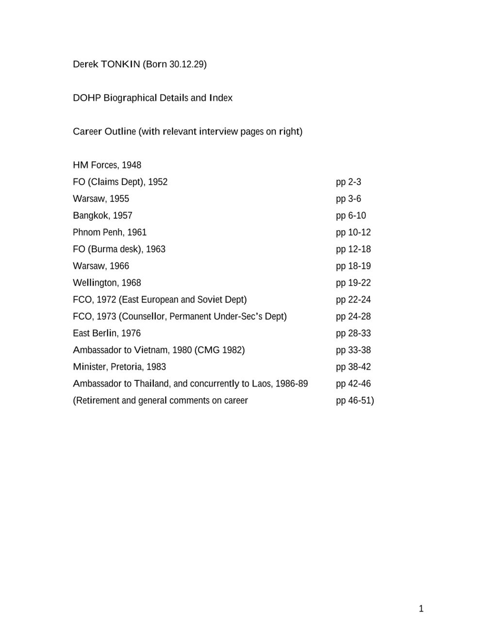 Miniature of Transcript of interview: Derek Tonkin