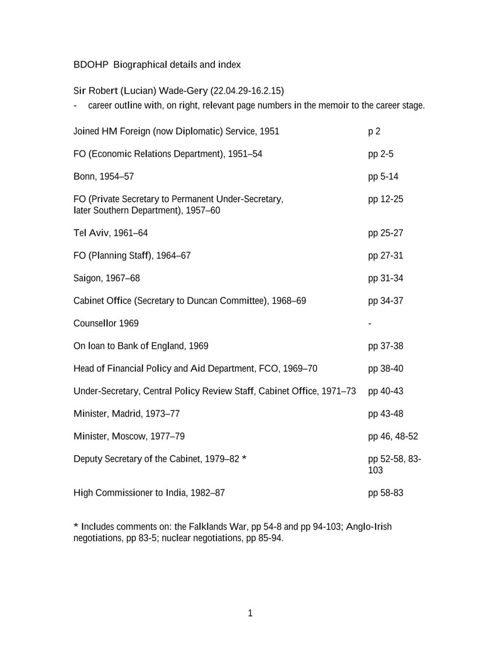 Miniature of Transcript of interview: Sir Robert Wade-Gery