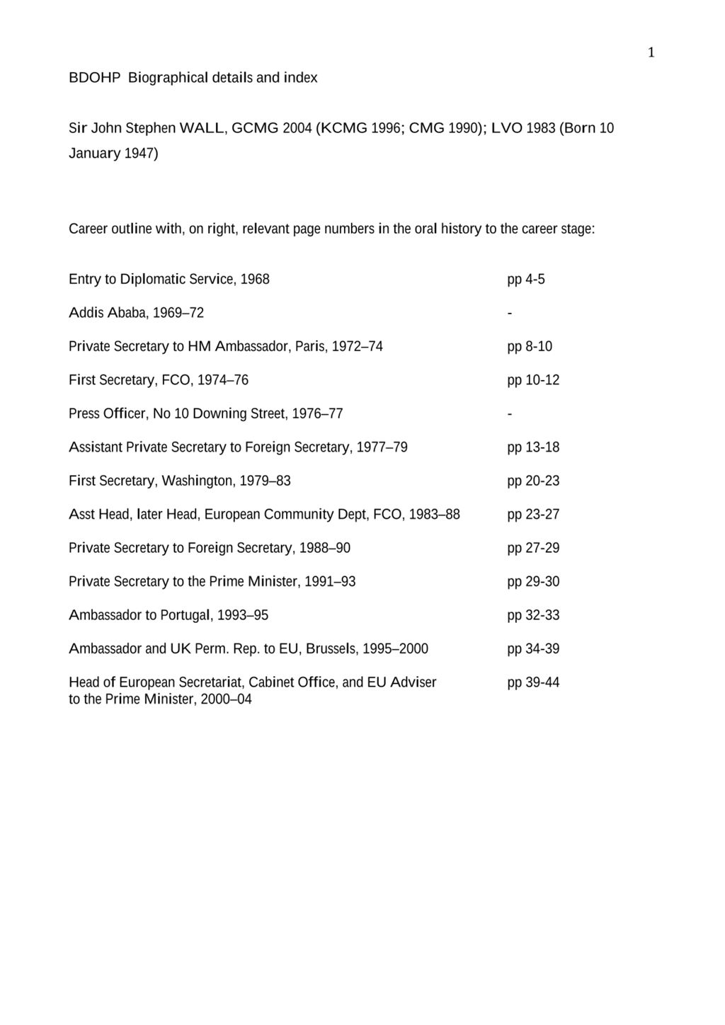 Miniature of Transcript of interview: Sir Stephen Wall