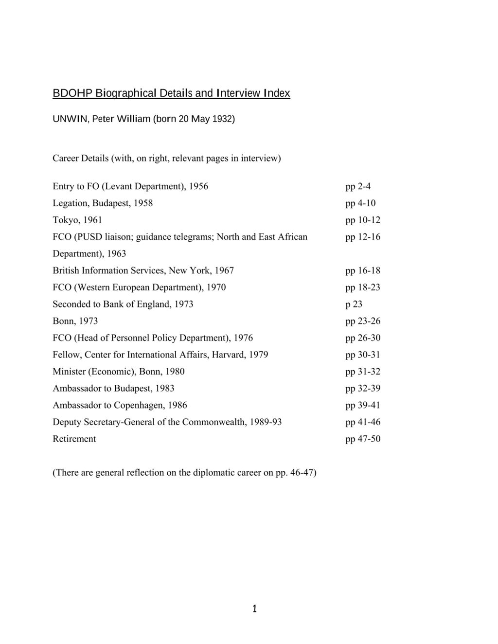 Miniature of Transcript of interview: Peter Unwin