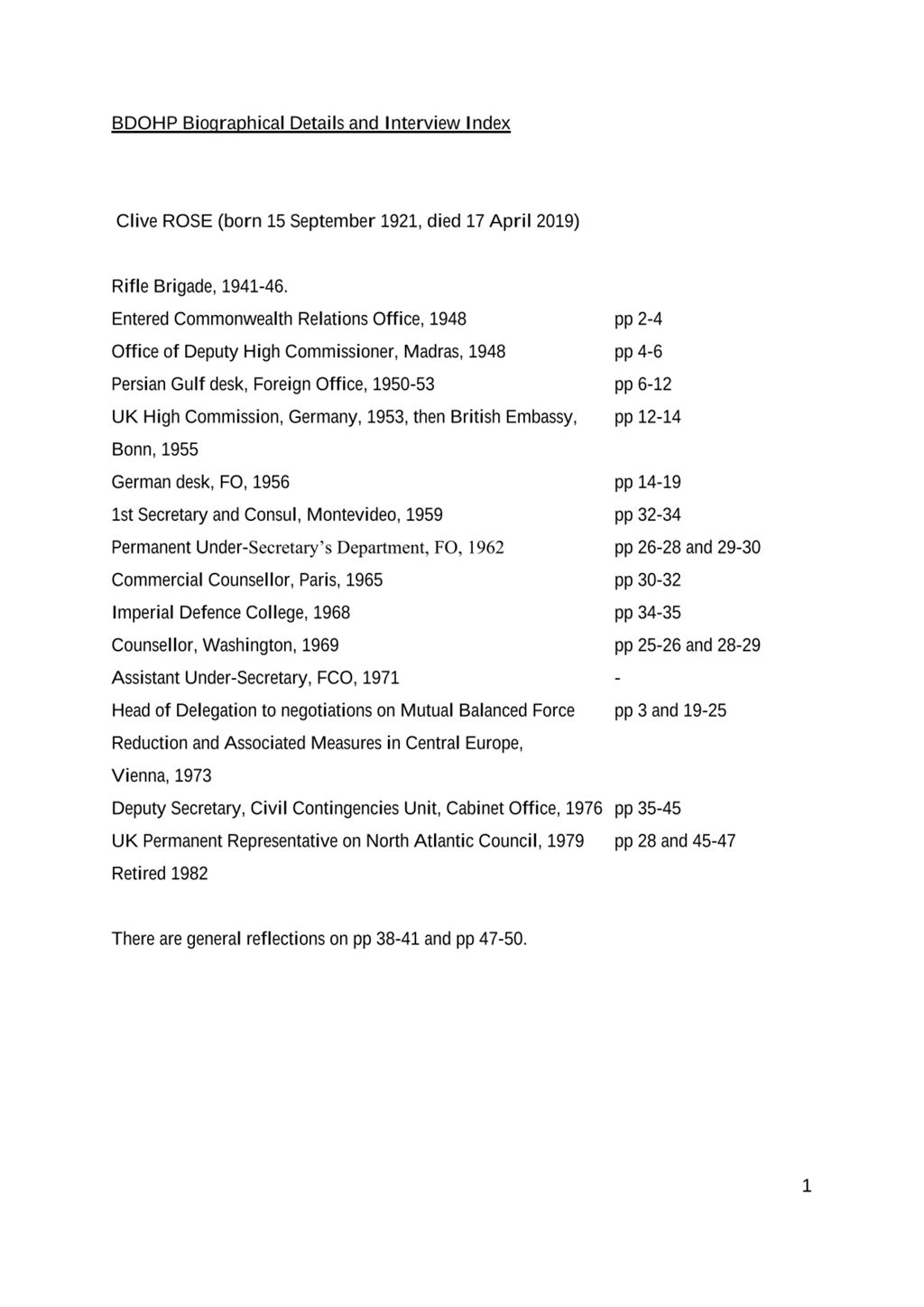 Miniature of Transcript of interview: Sir Clive Rose