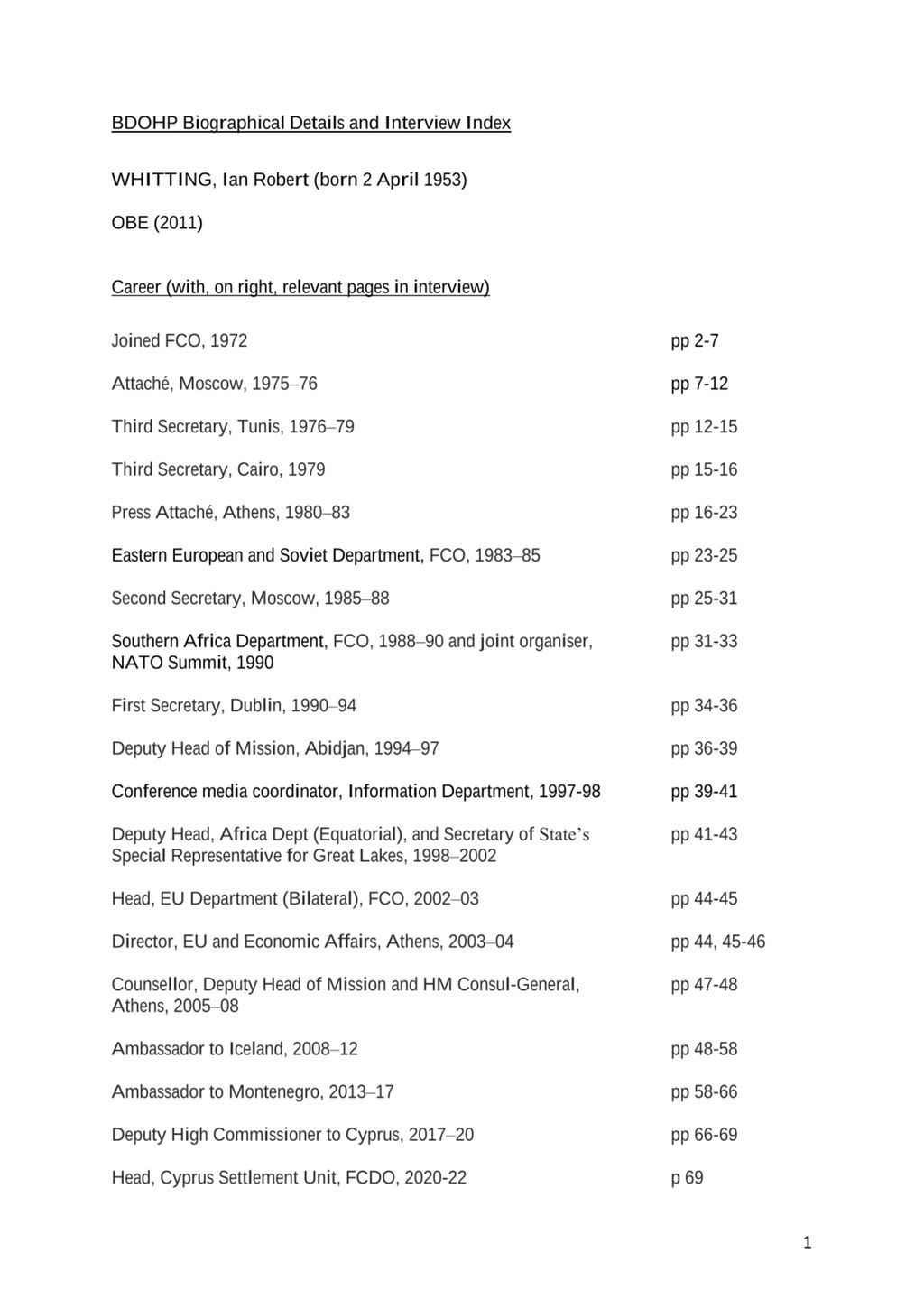 Miniature of Transcript of interview: Ian Whitting