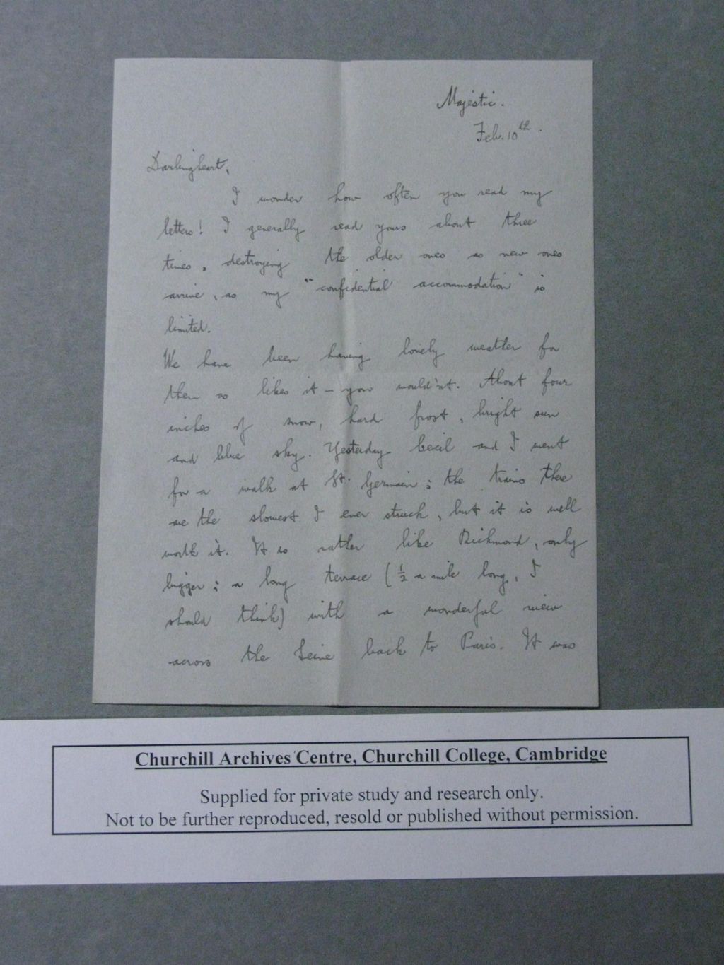 Miniature of Letters from William Malkin to Margaret Malkin from the Paris Peace Conference and the Sanremo Conference