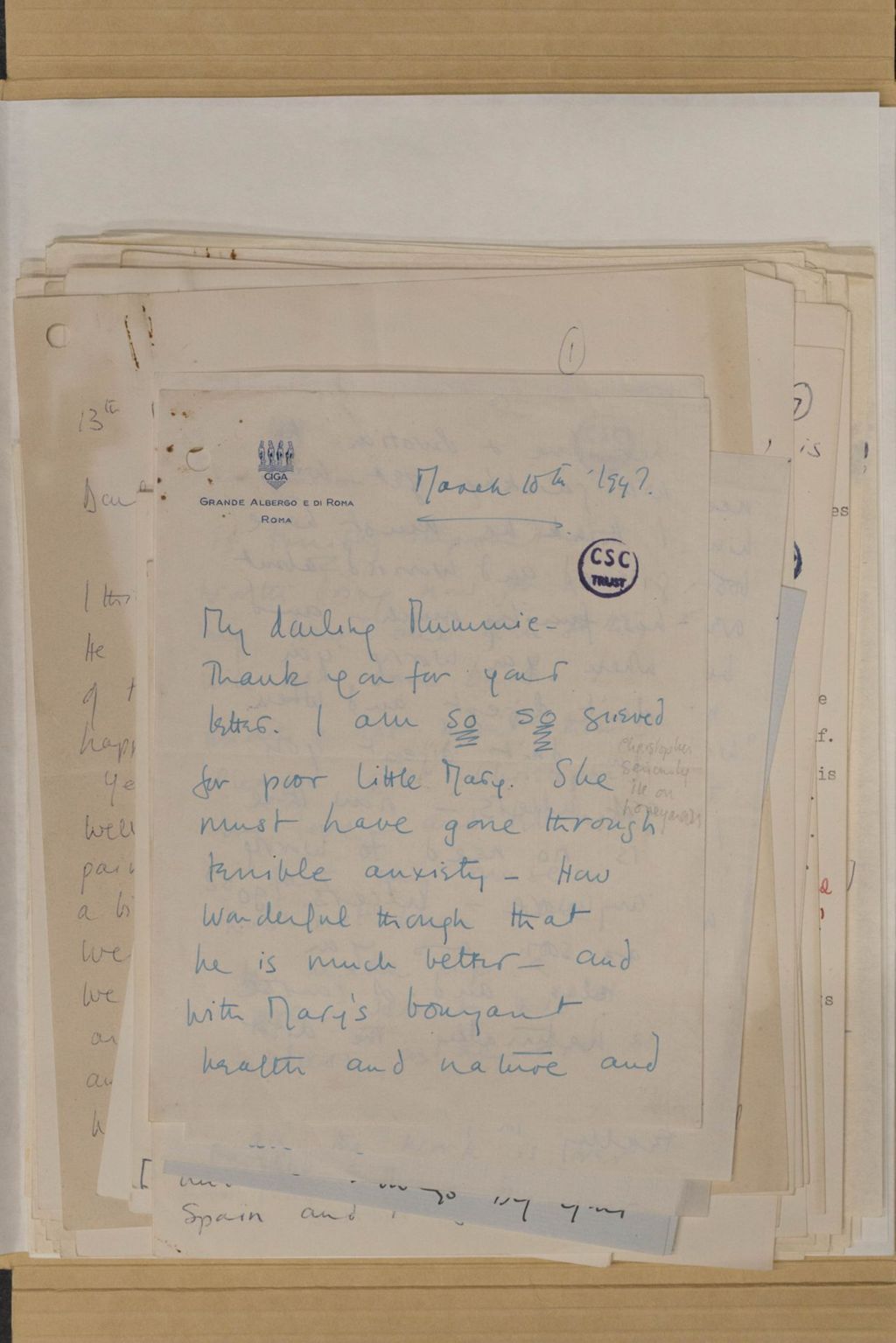 Miniature of Letters from Sarh Churchill to Clementine Churchill