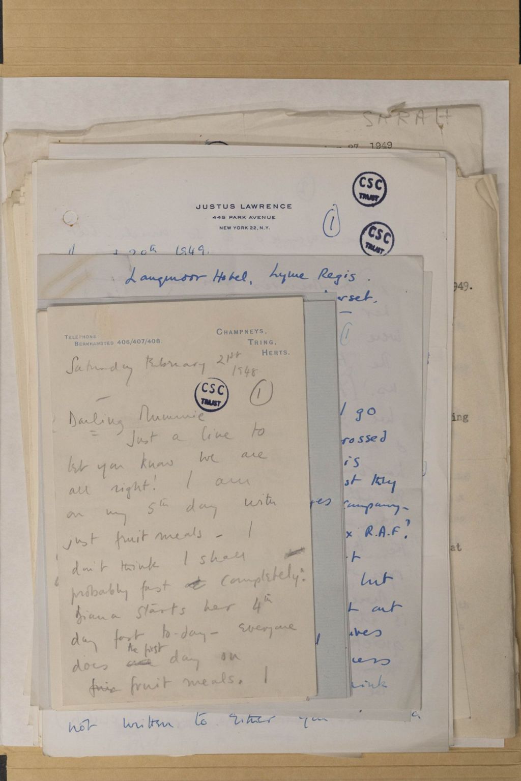 Miniature of Letters from Sarah Churchill to Clementine Churchill