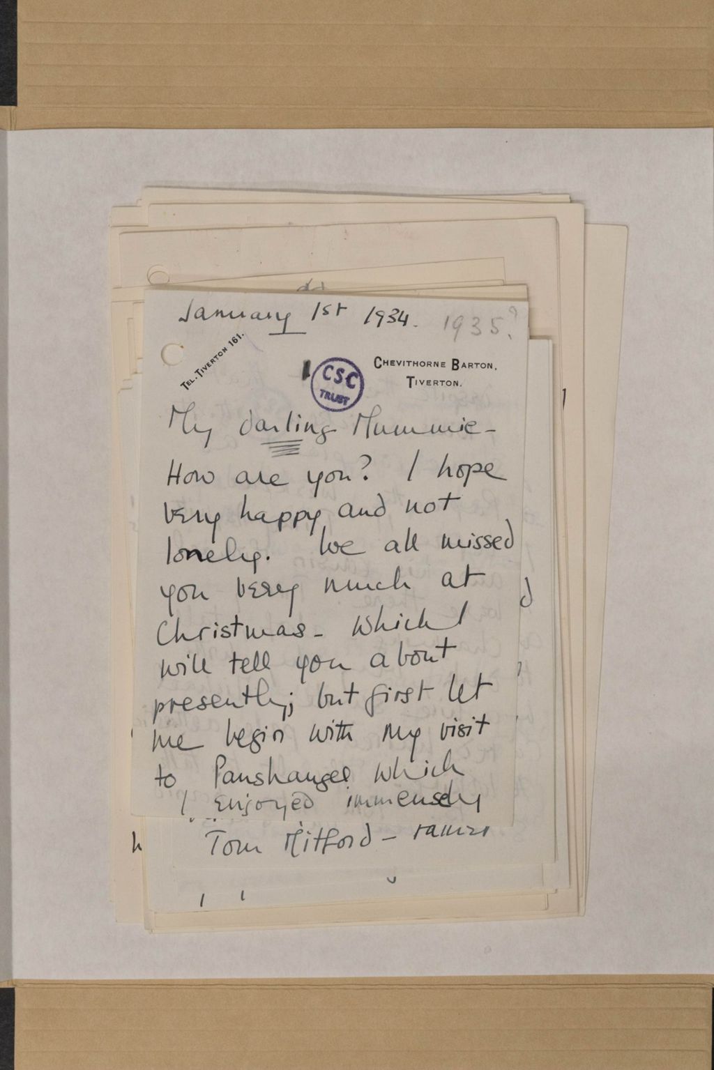 Miniature of Letters from Sarah Churchill to Clementine Churchill