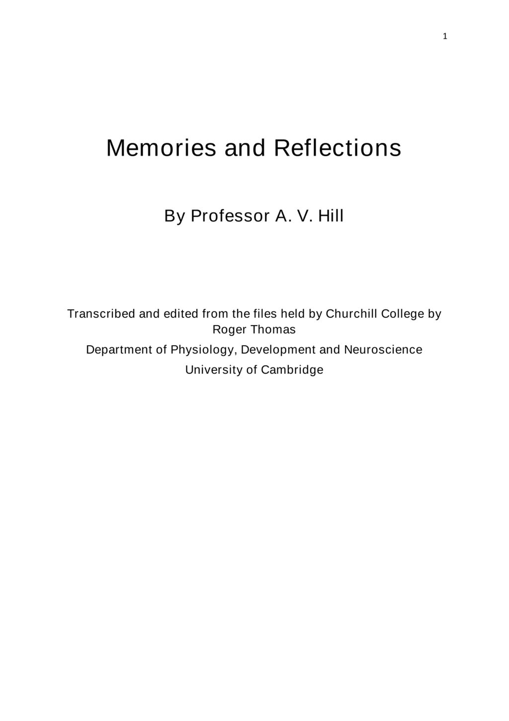 Miniature of Memories and Reflections by AV Hill
